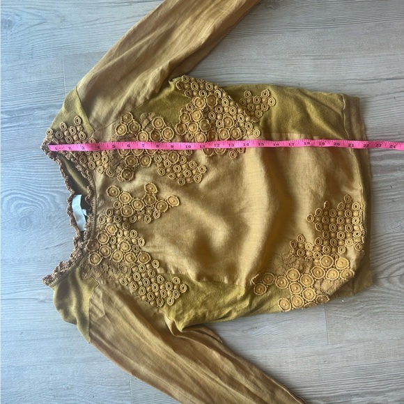 Vanessa Bruno women’s yellow size 1 small shirt floral long sleeve top blouse - Picture 4 of 9